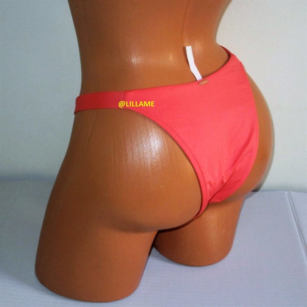 Victorias Secret Brazilian Swim Bikini Bottom L XL Adjustable Sides Coral Orange